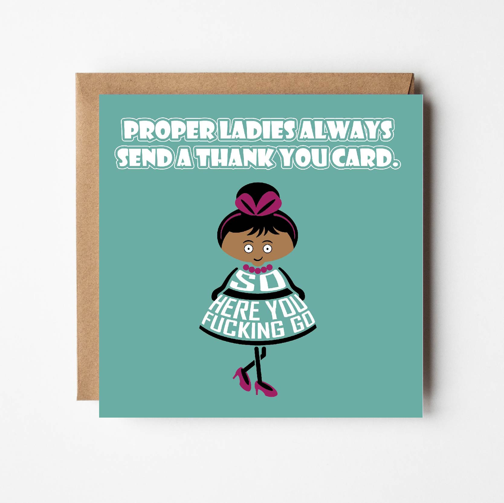 Thank You Card Rude Proper Ladies Thank You Card | Funny Sweary Card Dark Skin | Rude Thank ...